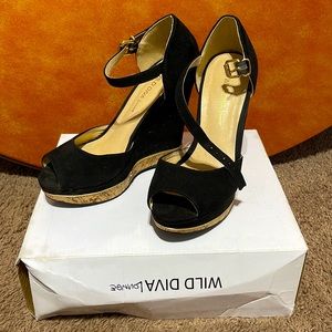 Wild Diva Lounge Black Wedge shoes